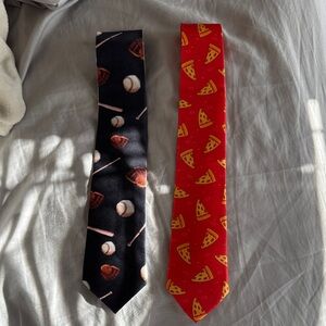 Set of Two Novelty Ties - Sports and Pizza Designs